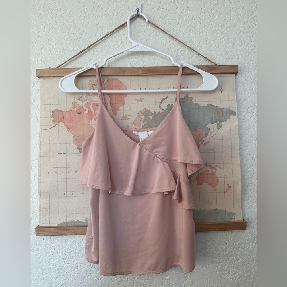 H&M blush pink ruffled tank top